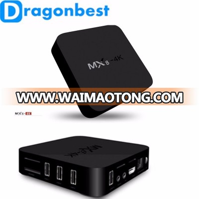 2016 Hot Selling Quad Core mx8 4K rk3229 Pre-installed XBMC kodi Android TV Box MX8 TV Box 1GB/8GB WIFI BT