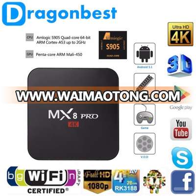 Dragonbest Smart TV Box MX8 Pro Android 5.1 Google TV OEM/ODM support